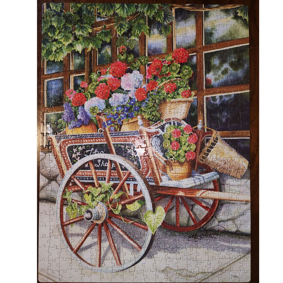 Cardinal Peddlin' Posies 500 Piece Jigsaw Puzzle *COMPLETE* Garden Flowers - Picture 5 of 5